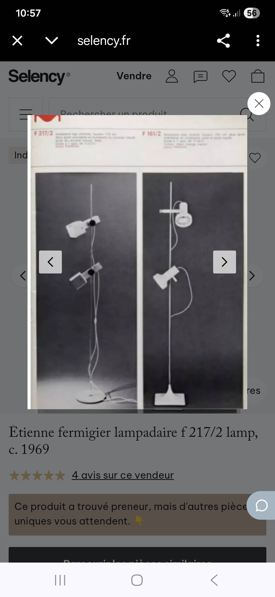 Étienne Fermigier lamp post F 217/2 lamp, c. 1969