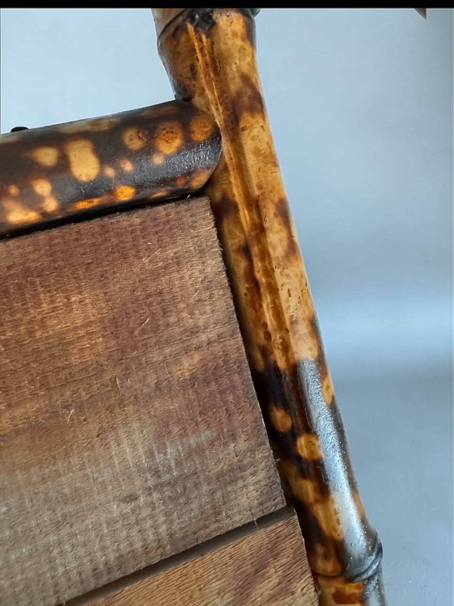 Antique bamboo wardrobe with mirror — exotic style, late 19th century