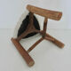 Scandinavian stool "mountain chalet" tripod wood, seat in vintage moumoute