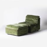 8-piece modular sofa in green velvet, Germany, 1970s