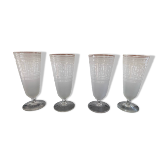 Lot de 4 verres anciens gravés Art Déco