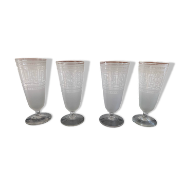 Lot de 4 verres anciens gravés Art Déco