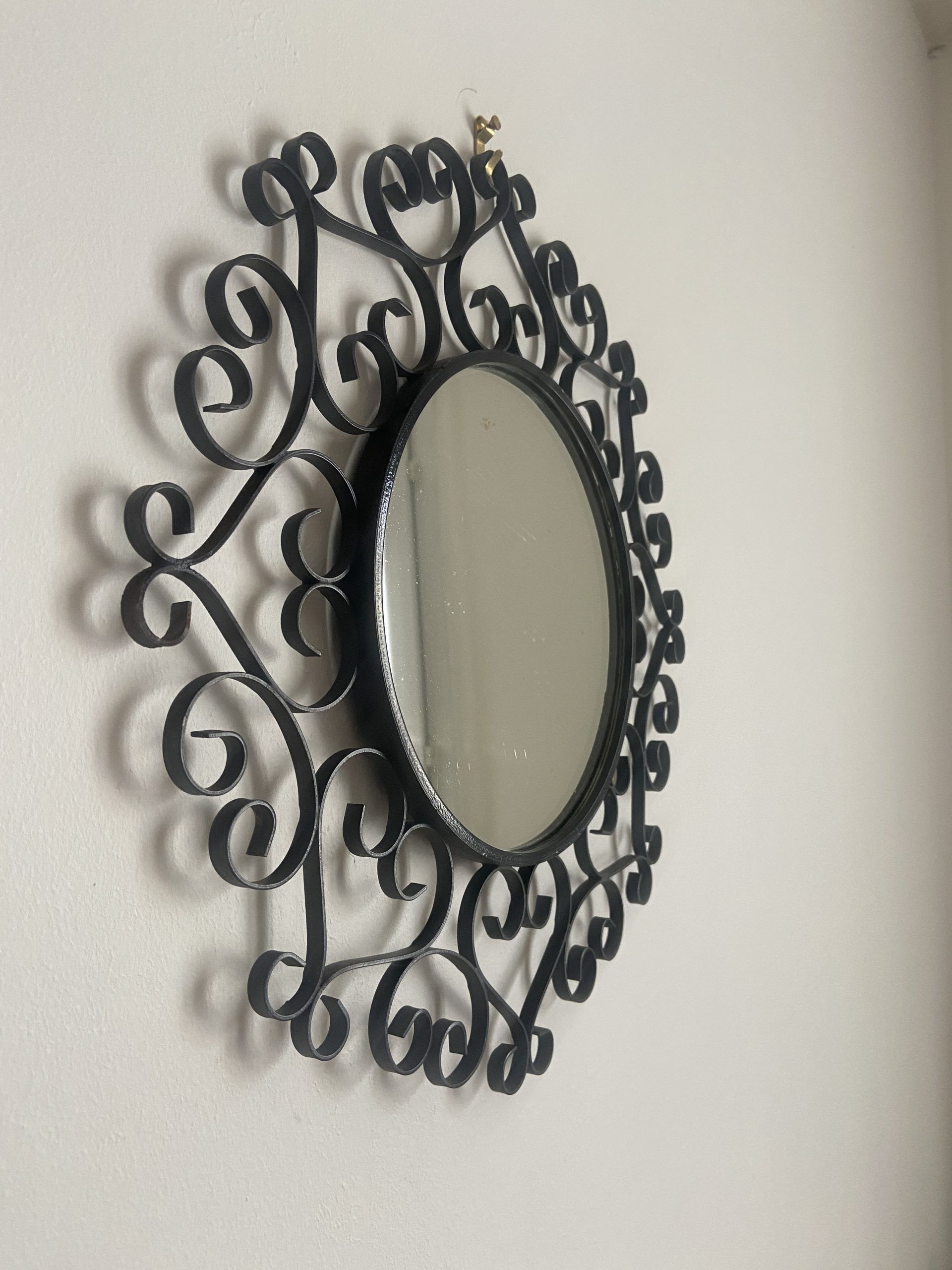 Miroir en fer forgé noir chaty vallauris années 50