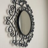 Miroir en fer forgé noir chaty vallauris années 50