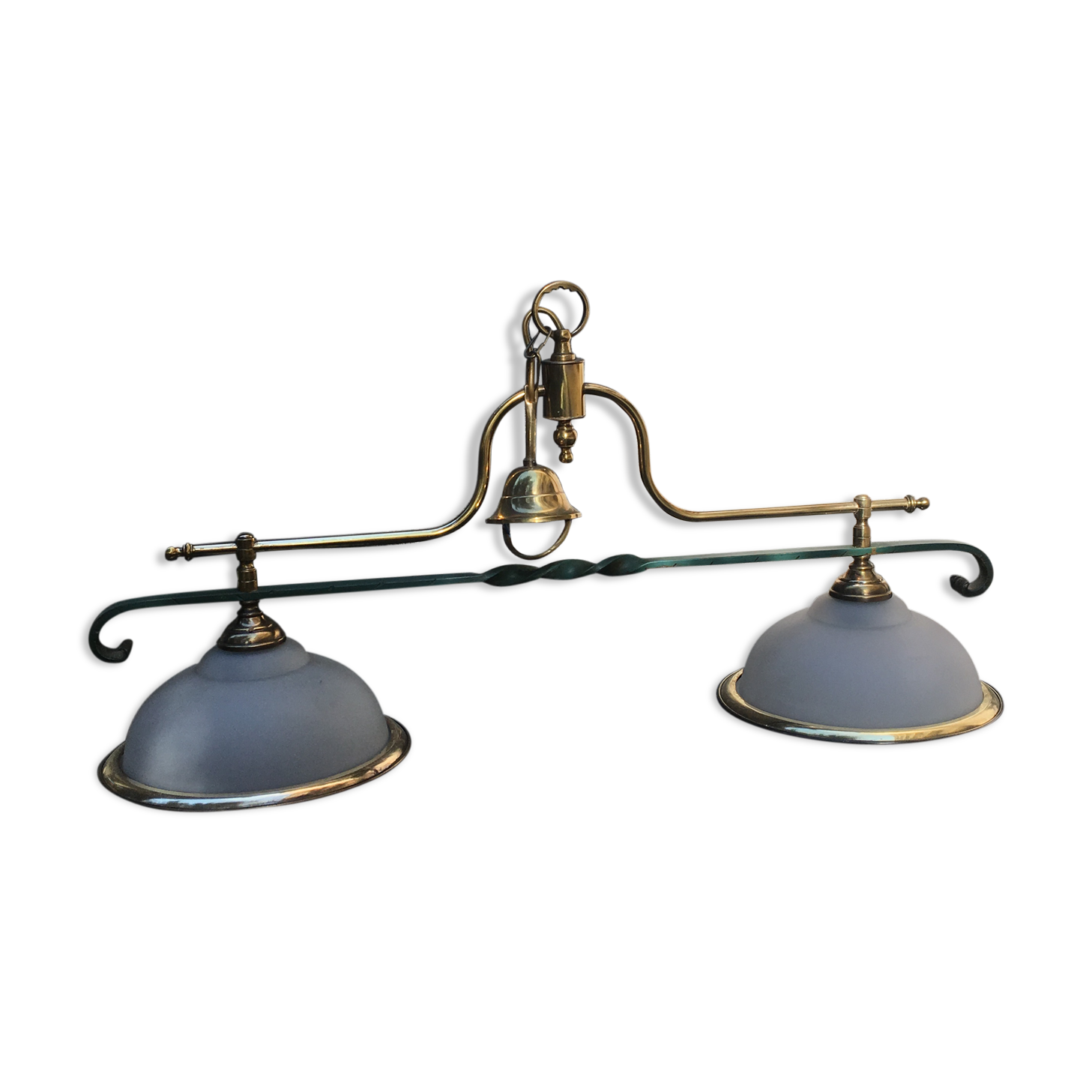 Great hanging double glass, iron and brass.