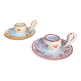 Duo dépareillés de bougeoirs en céramique italienne