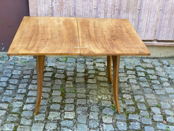 Table portefeuille vintage Louis XV extensible avec rangement en noyer du 1