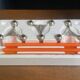 Set of 3 S22 candle holders and 9 vintage 1970 NAGEL modular candles in box.