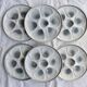 6 vintage Moulin des Loups earthenware oyster plates in shades of blue and grey