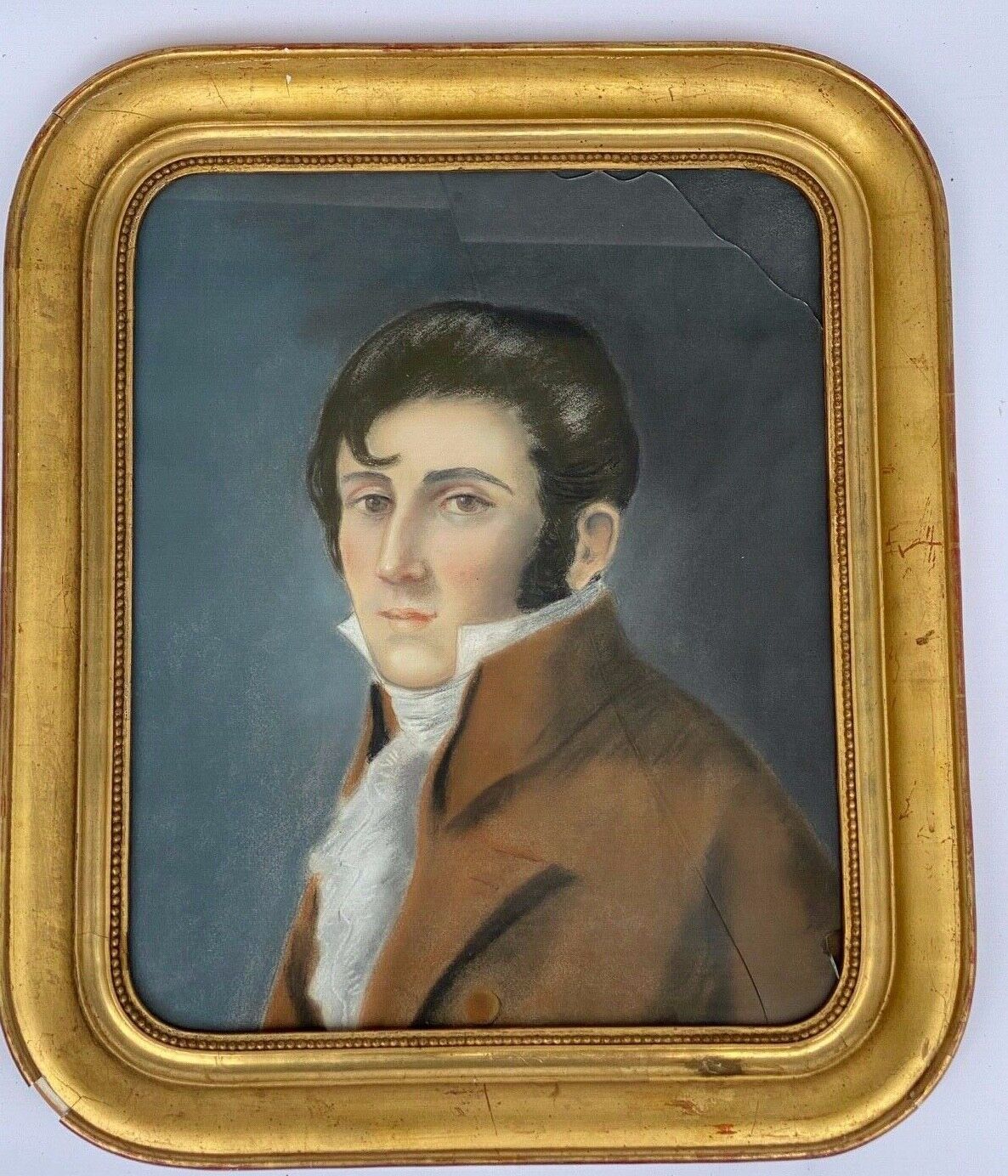 Watercolor on paper portrait 1830 man with the frock coat