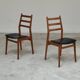 Pair of Scandinavian style leather and wood chairs 1970