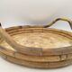 Vintage round bamboo and Capiz shell platter – Italy, 1970s
