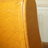 Italian armchair imitation leather camel & its cushion 1960