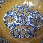 Coupe à anses en faïence Gien décor Francois 1er, 1860