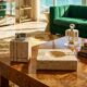 Rare 1970s travertine smoking set by Enzo Mari for Fratelli Mannelli