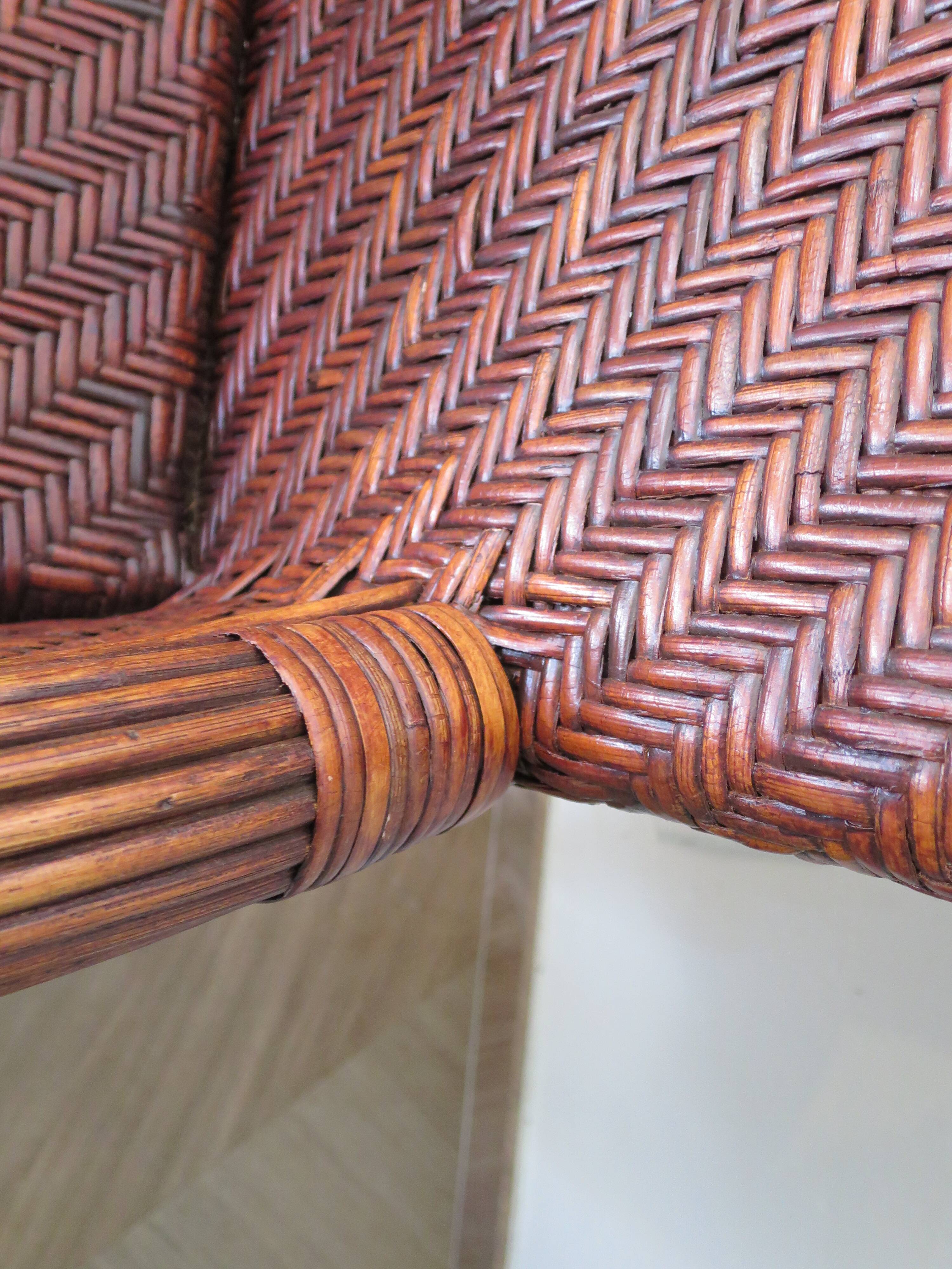 Woven rattan armchair, 1980s