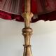 Late 19th century Art Nouveau wooden and gilded stucco floor lamp with fabric lampshade