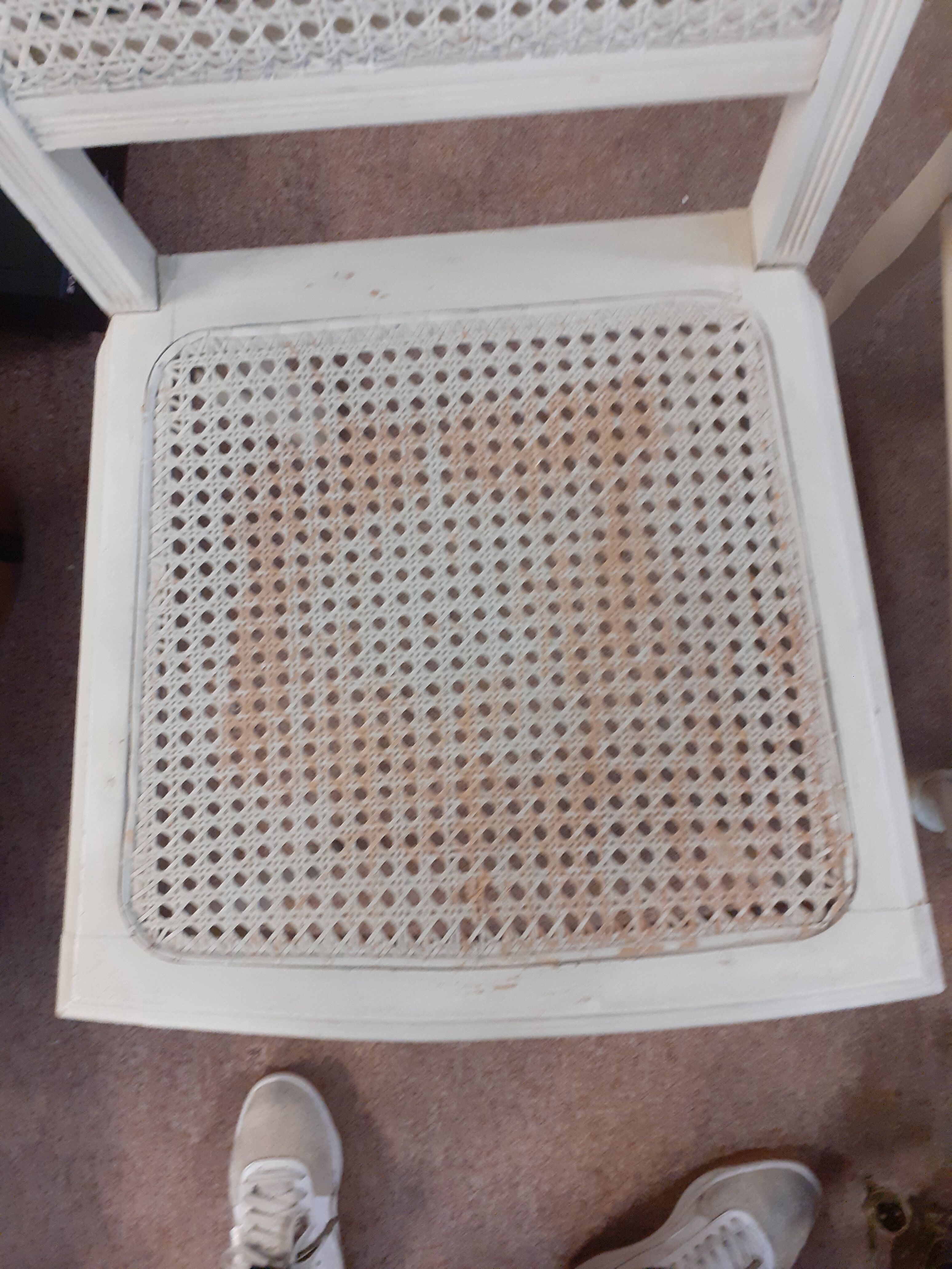 Set of 2 white cane chairs Louis XVI style