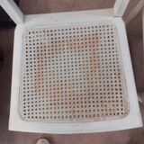 Set of 2 white cane chairs Louis XVI style