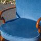 English lounge 4 armchairs and a coffee table Queen Anne armchairs blue and red fabric