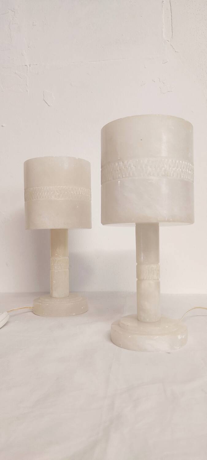 Paire de lampes de table en marbre. Espagne, années 1960.