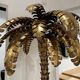 Palm Tree Floor Lamp in Gold Metal and Black Lacquered Mirror