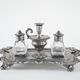 Decorative Art Deco table set – metal tray with glass flacons, European craftsmanship
