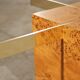 Table basse en loupe d'orme et verre trempé par Jean Claude Mahey pour roche bobois années 70