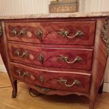 Louis XV style chest of drawers marble and rosewood
