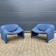 2x Artifort Groovy F598 (M-chair) blue, perfect state! Pierre Paulin