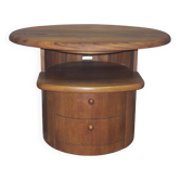 Table basse ovale en teck massif avec plateau pivotant par Silkeborg, Danemark 1960-70