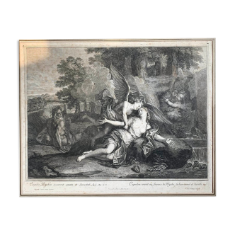 Antoine Coypel, Amour et Psyché, gravure par Jean Audran, XVIIIème siècle