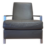Steel and leather designer armchair from the 1970s