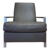Fauteuil design acier et cuir 1970