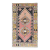 1970s Turkish Oushak Handmade Wool Cotton Pink Area Rug 115x212