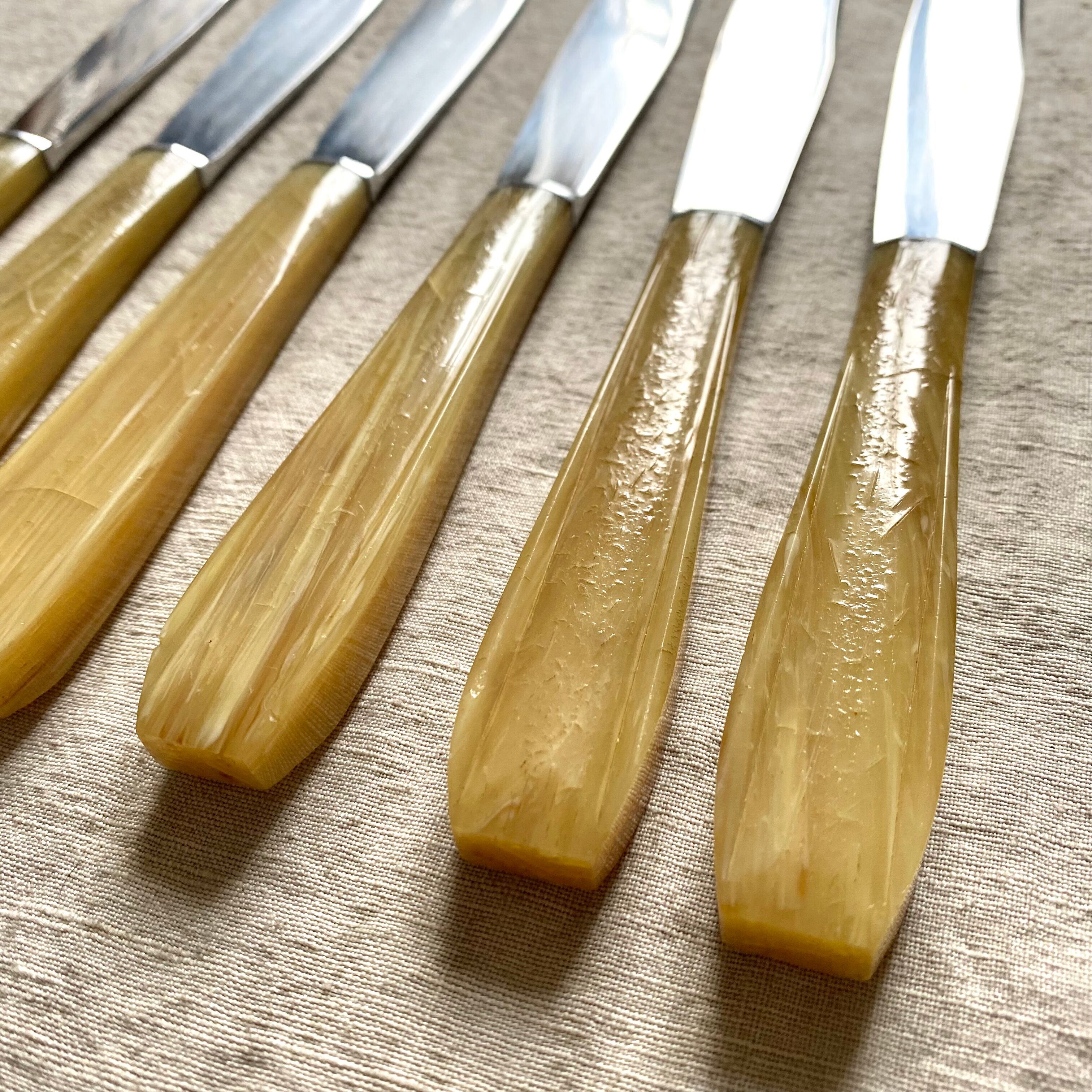 Couteaux en inox et résine vintage