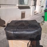 Vintage leather pouf