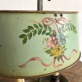 Bouillotte lamp in painted sheet metal decorated with flowers