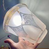 Vintage globe pendant light in white and gold frosted glass