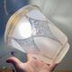 Vintage globe pendant light in white and gold frosted glass