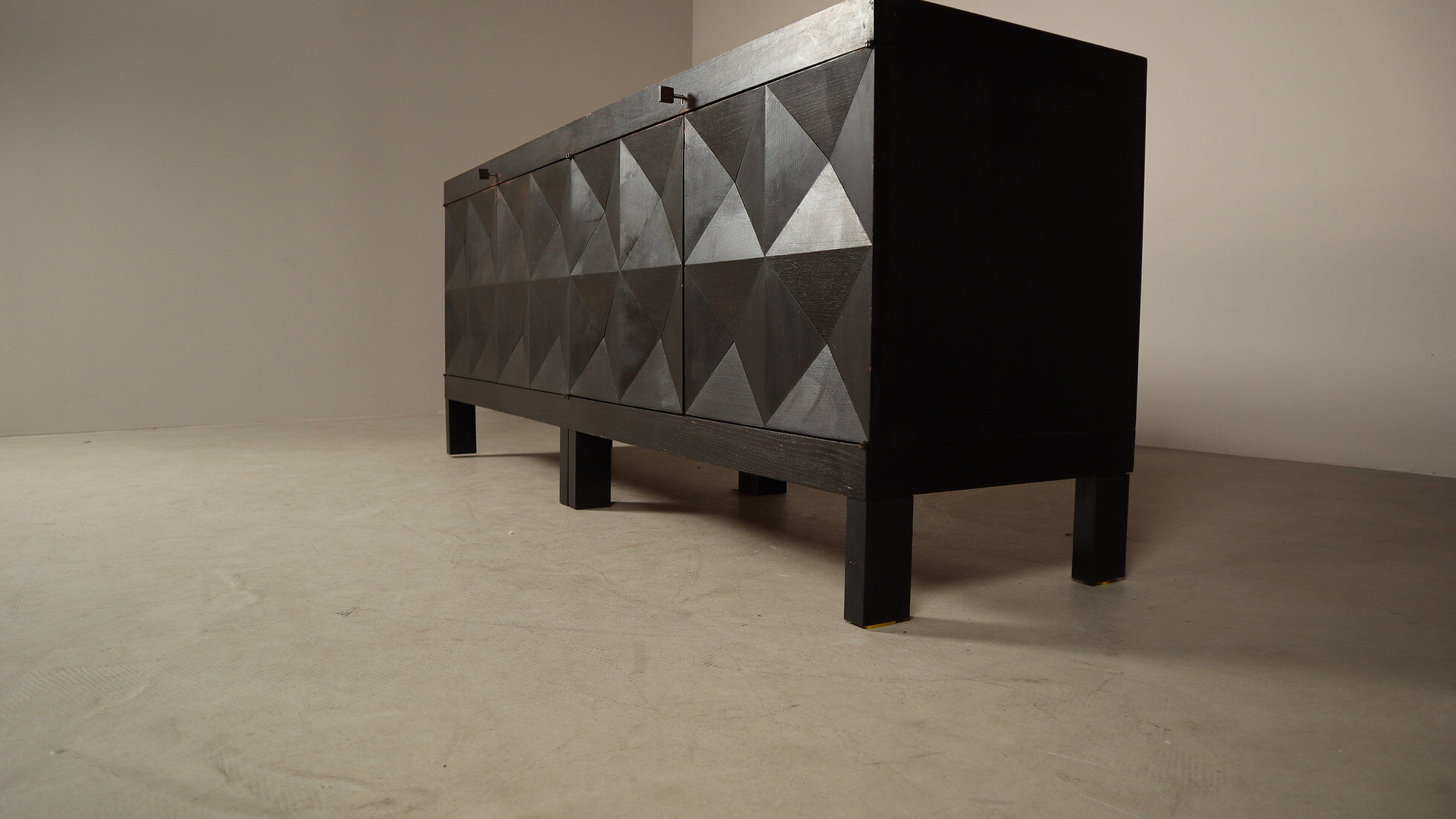 Jean Batenburg for MI brutalist sideboard in ebonized oak, Belgium, 1960s