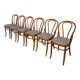 Ensemble de 6 chaises de salle à manger Thonet en bois courbé avec assise en tissu / Années 1970 Mid-Century Bistr