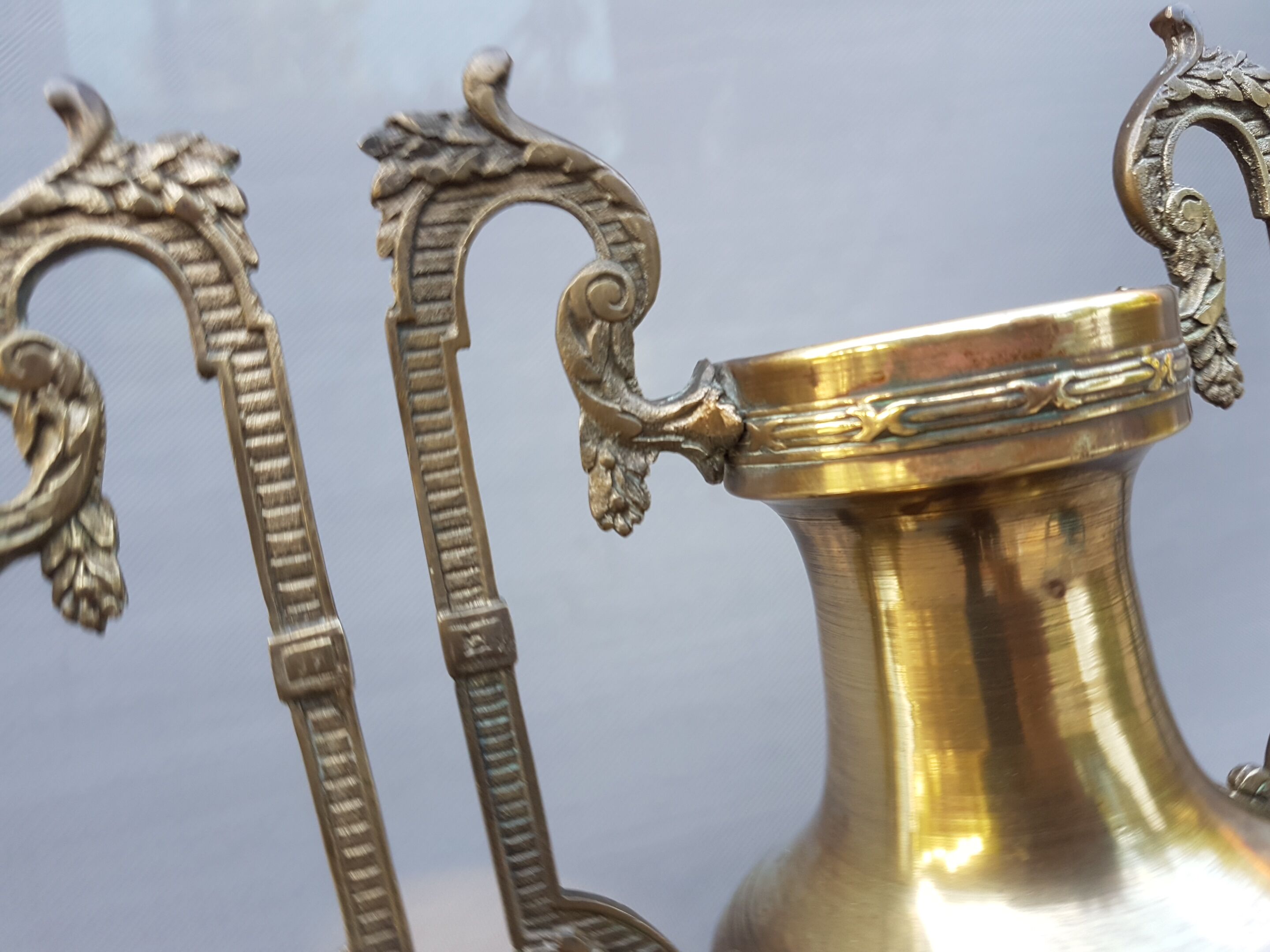 Pair vases amphorae Napoleon III brass