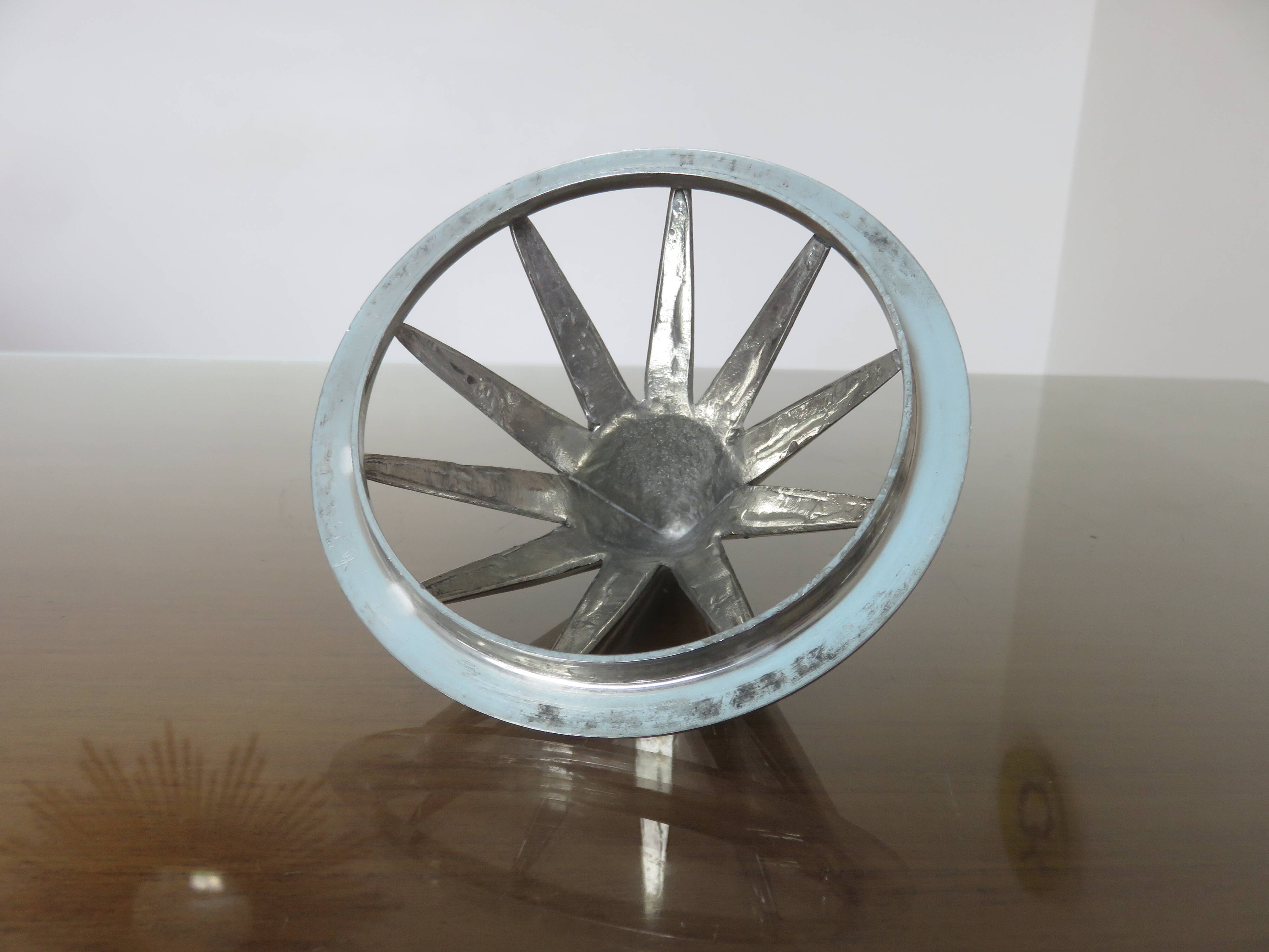 Designer crystal and pewter flower vase by Jean Goardere, 1970s