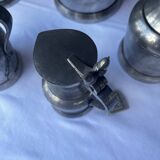 6 pewter pitchers