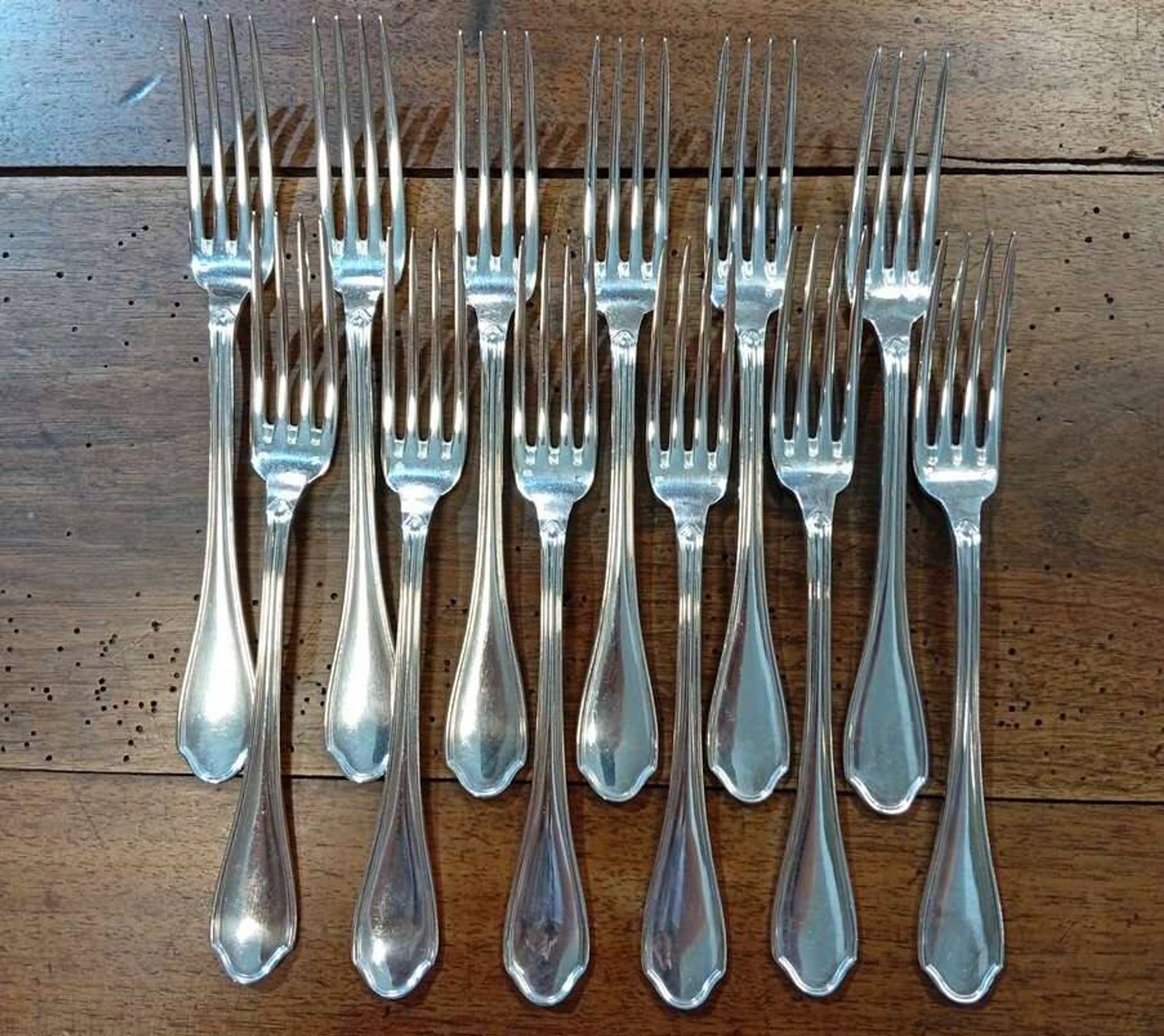 Set of 12 silver-plated forks