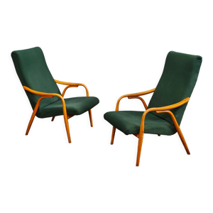 Paire de fauteuils vert