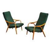 Paire de fauteuils vert par Antonin Suman pour Ton Bystrice ( Thonet) année 1960