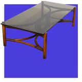 Glass and rattan coffee table