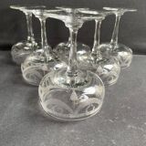 6 ½ crystal guilloché champagne glasses – Art nouveau